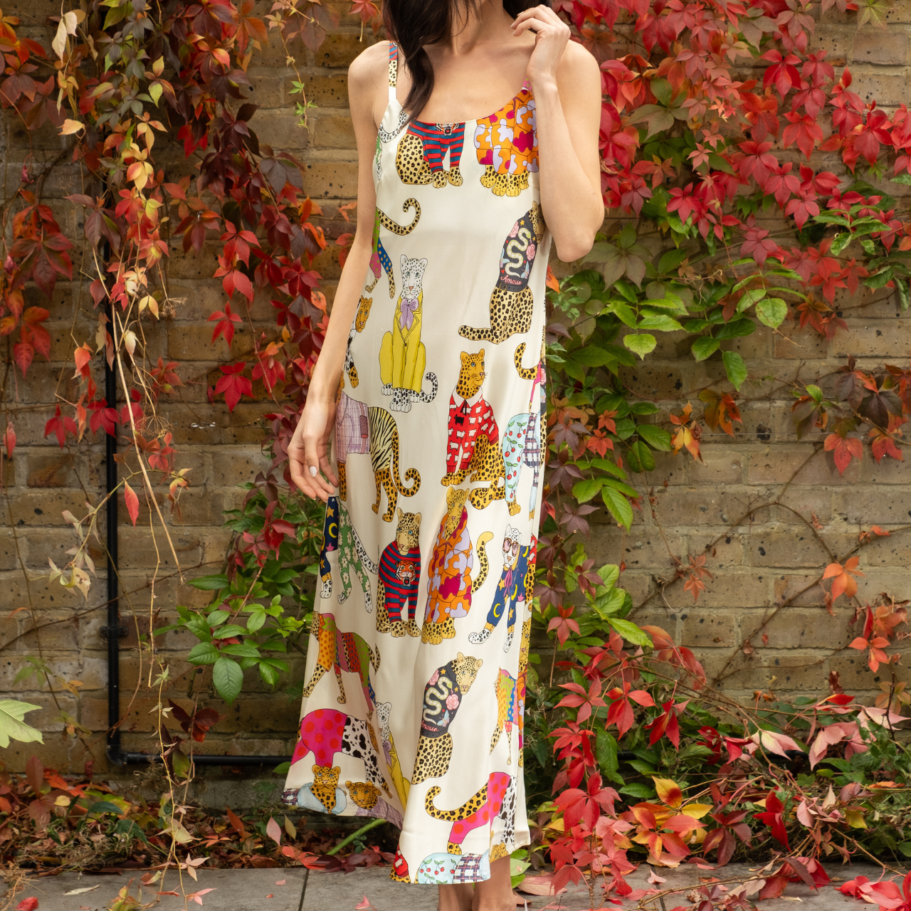 Leopards Can't Change Their Spots Silk Slip Dress in Ivory