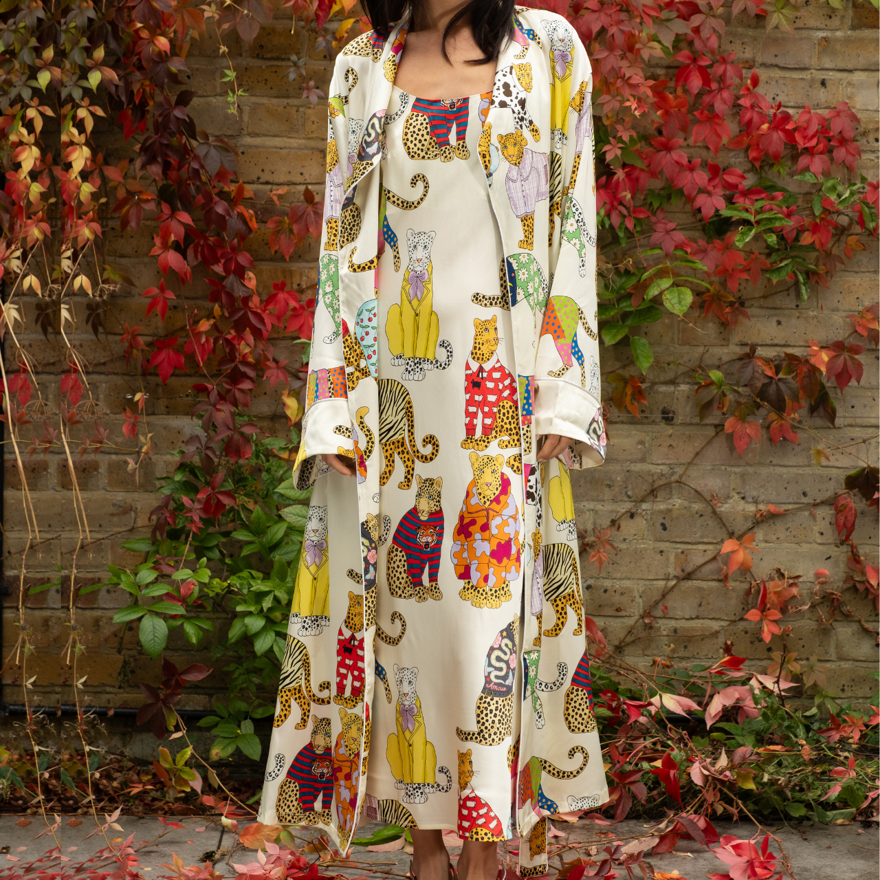 Leopards Can't Change Their Spots Silk Slip Dress in Ivory