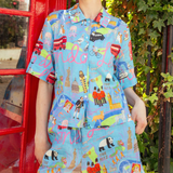 London Blue Short Linen Pyjama Set