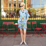 London Blue Short Linen Pyjama Set