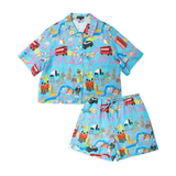 London Blue Short Linen Pyjama Set