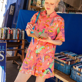 New York Coral Short Linen Pyjama Set