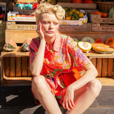 New York Coral Short Linen Pyjama Set