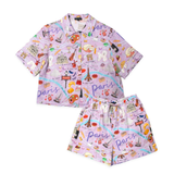 Paris Lilac Short Linen Pyjama Set