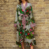 Snow Leopards Long Silk Robe