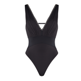 Selene Embroidered Swimsuit in Black