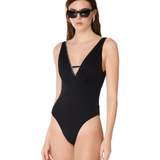 Selene Embroidered Swimsuit in Black