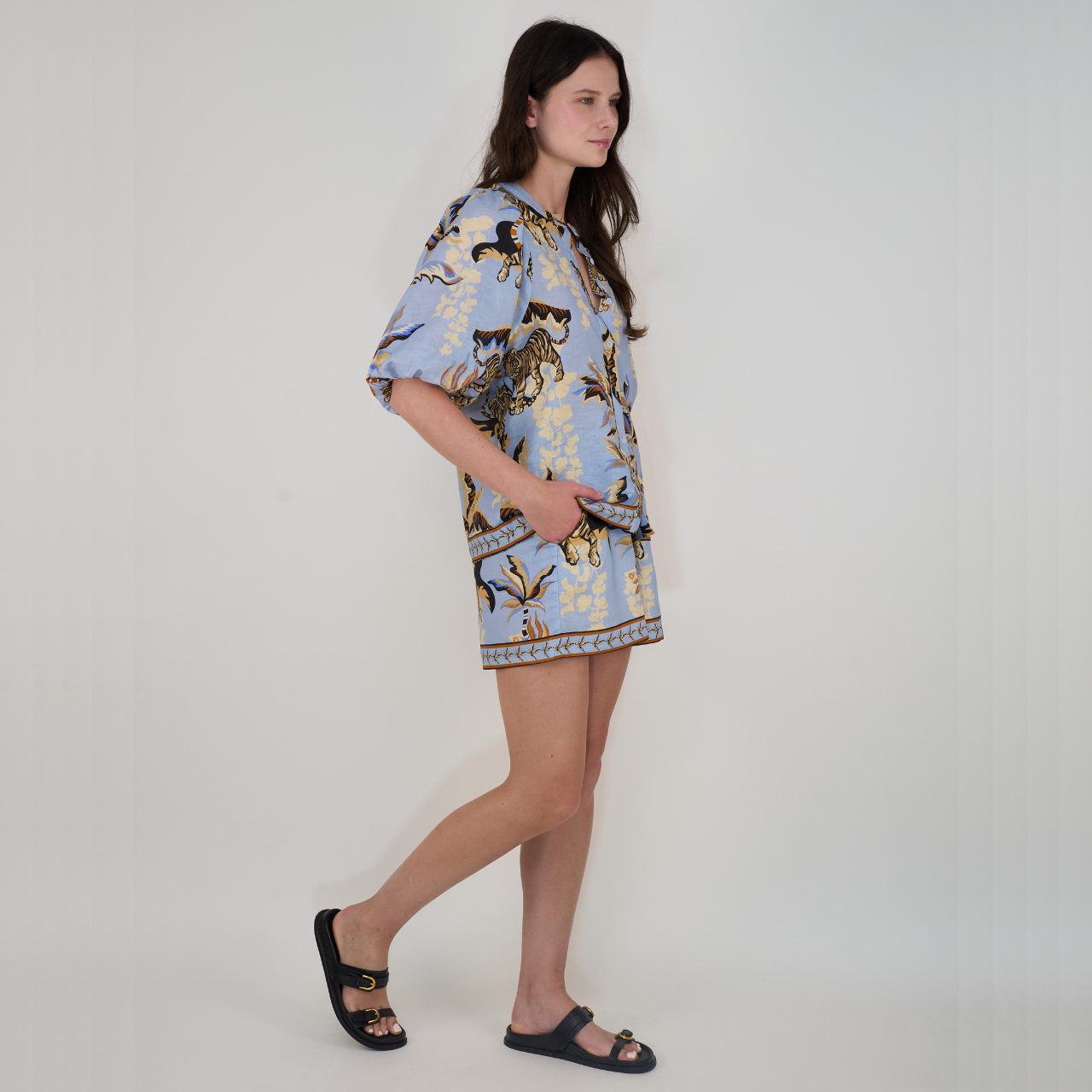 Bali Tiger Light Blue Balloon Shirt