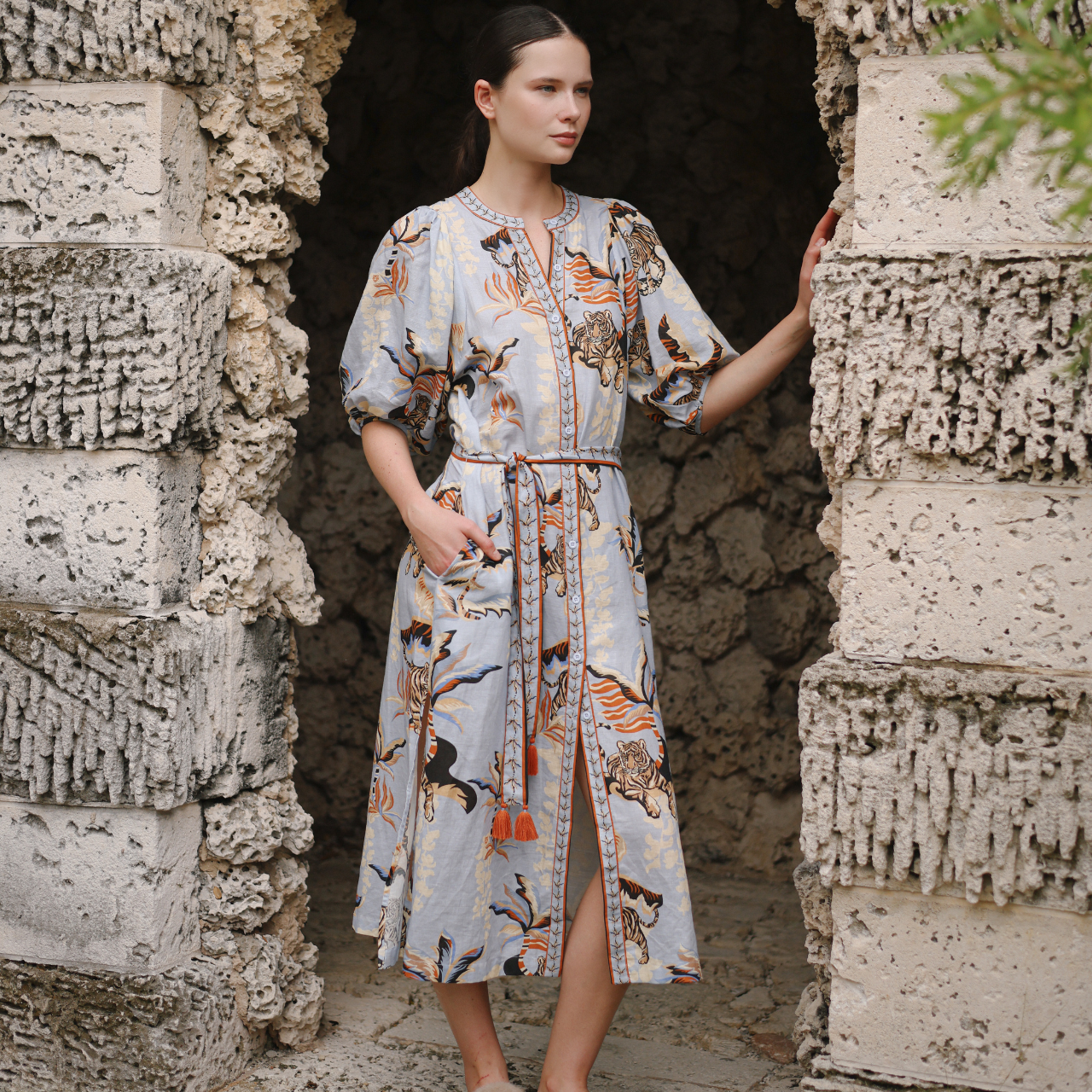 Bali Tiger Light Blue Tunic