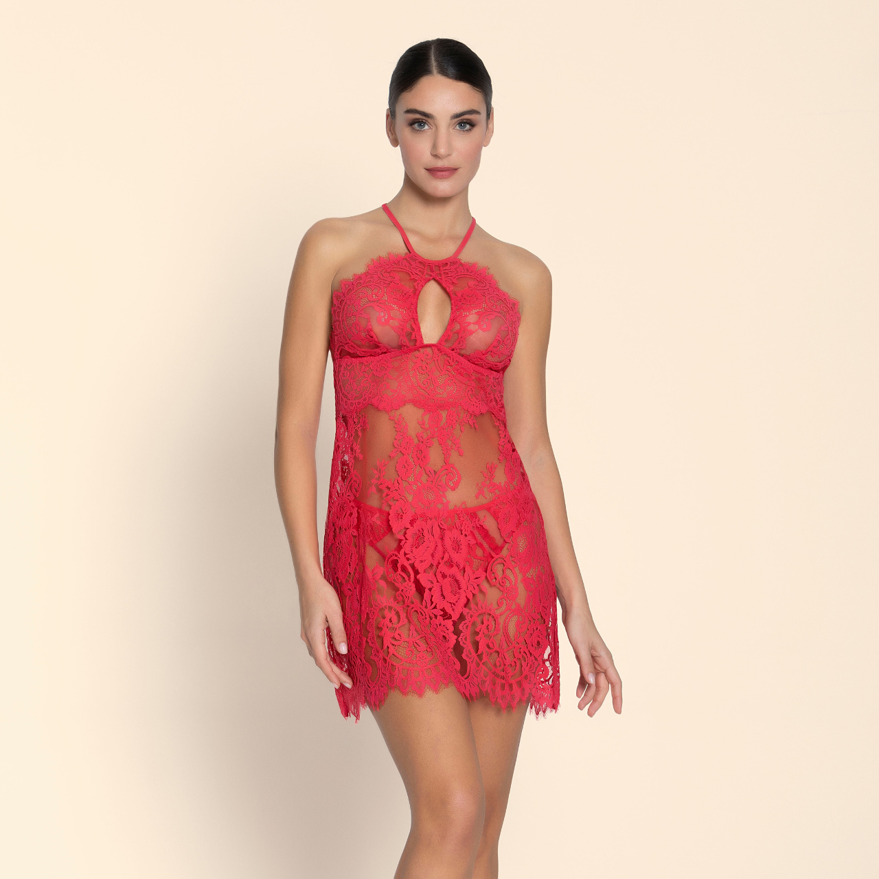 Desirs de Venice Lace Babydoll in Grenat Venise