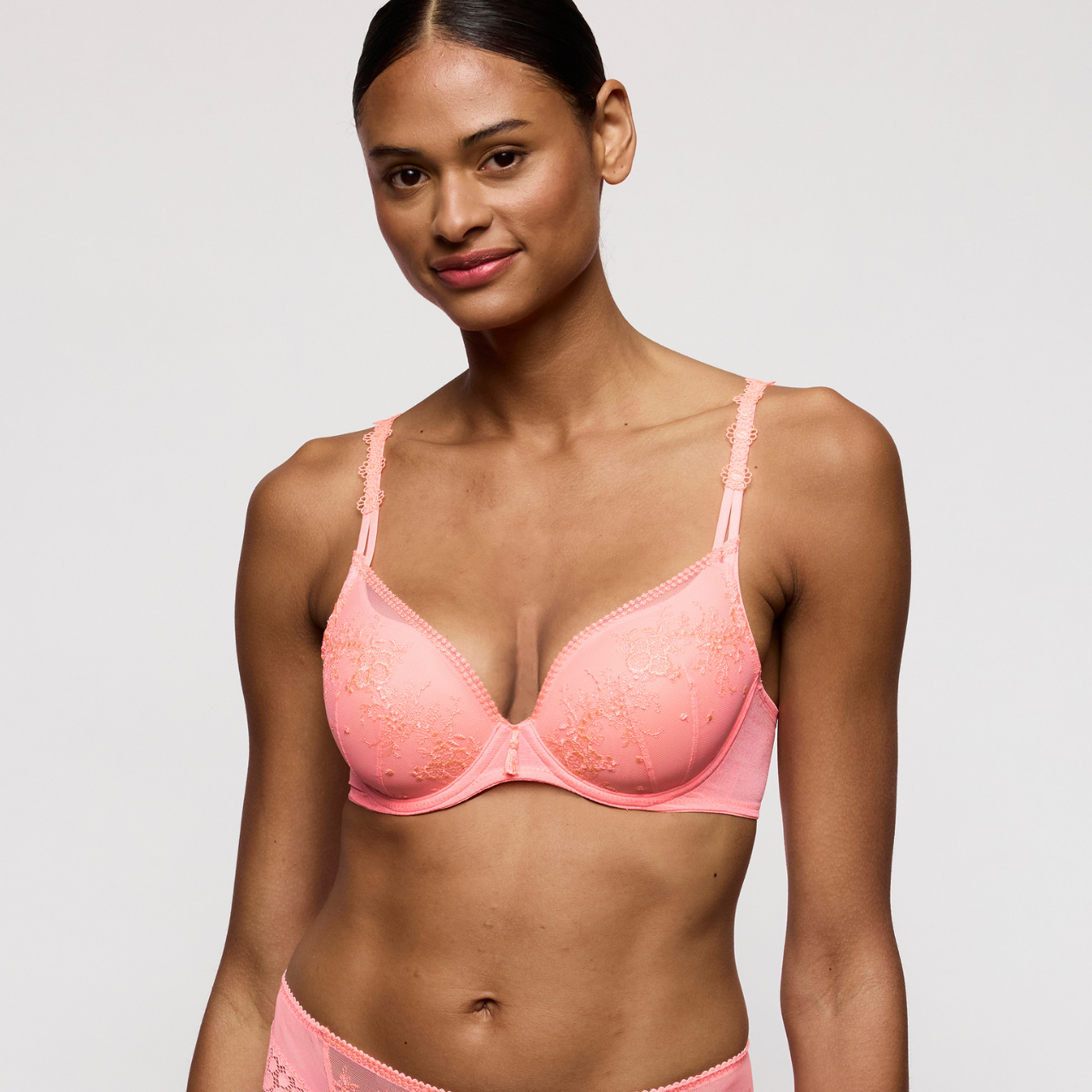 Annaelle Padded Heart Shape Bra in Neon Peach
