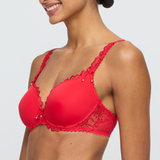 Jane Padded Heart Shape Bra in True Red