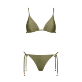 Elyon Triangle Padded Bikini Set in Satin Moss