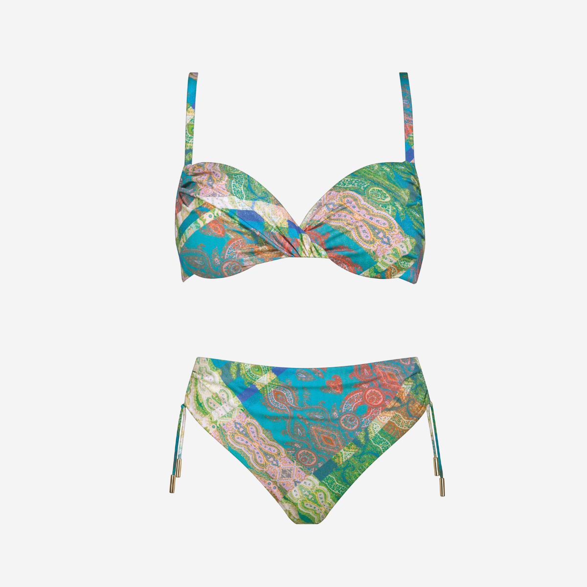 Jacquard underwired Bikini Set In Blue Tapestry