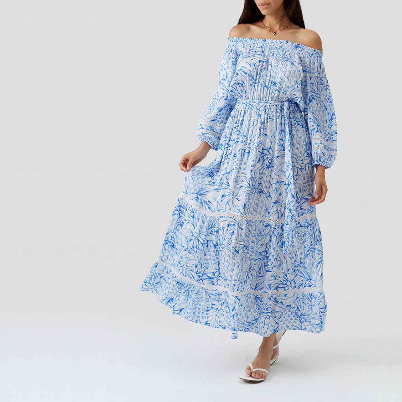 Clover Pineapples Off The Shoulder Dress