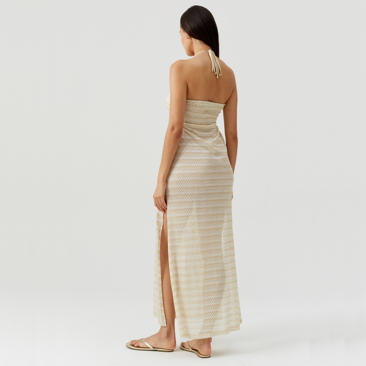 Mila Gold Halter Neck Knit Dress