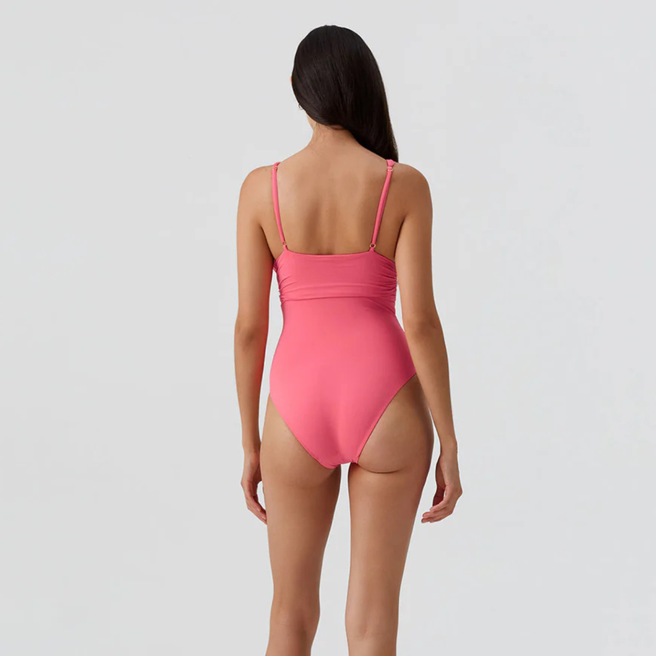 Panarea Coral Ruched V Neck Swimsuit