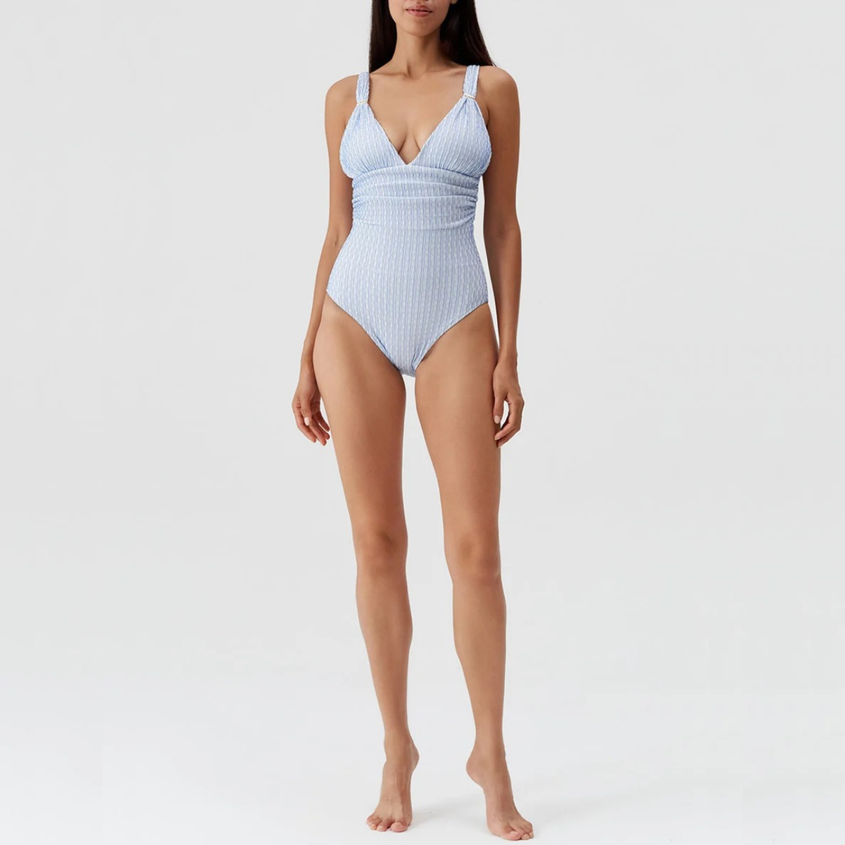 Panarea Ruched V Neck Swimsuit in Ripple