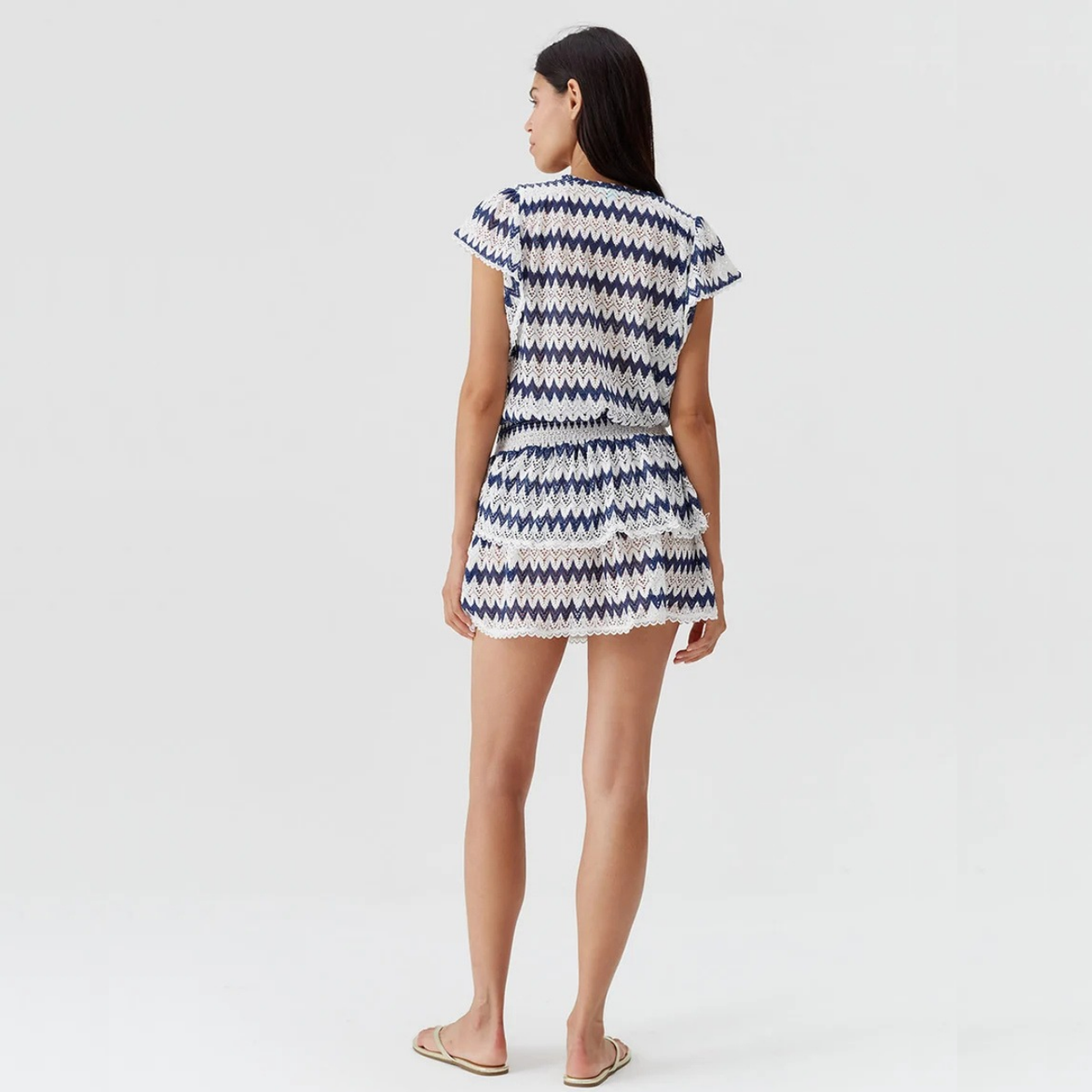 Remi White/Marine Short Knit Dress