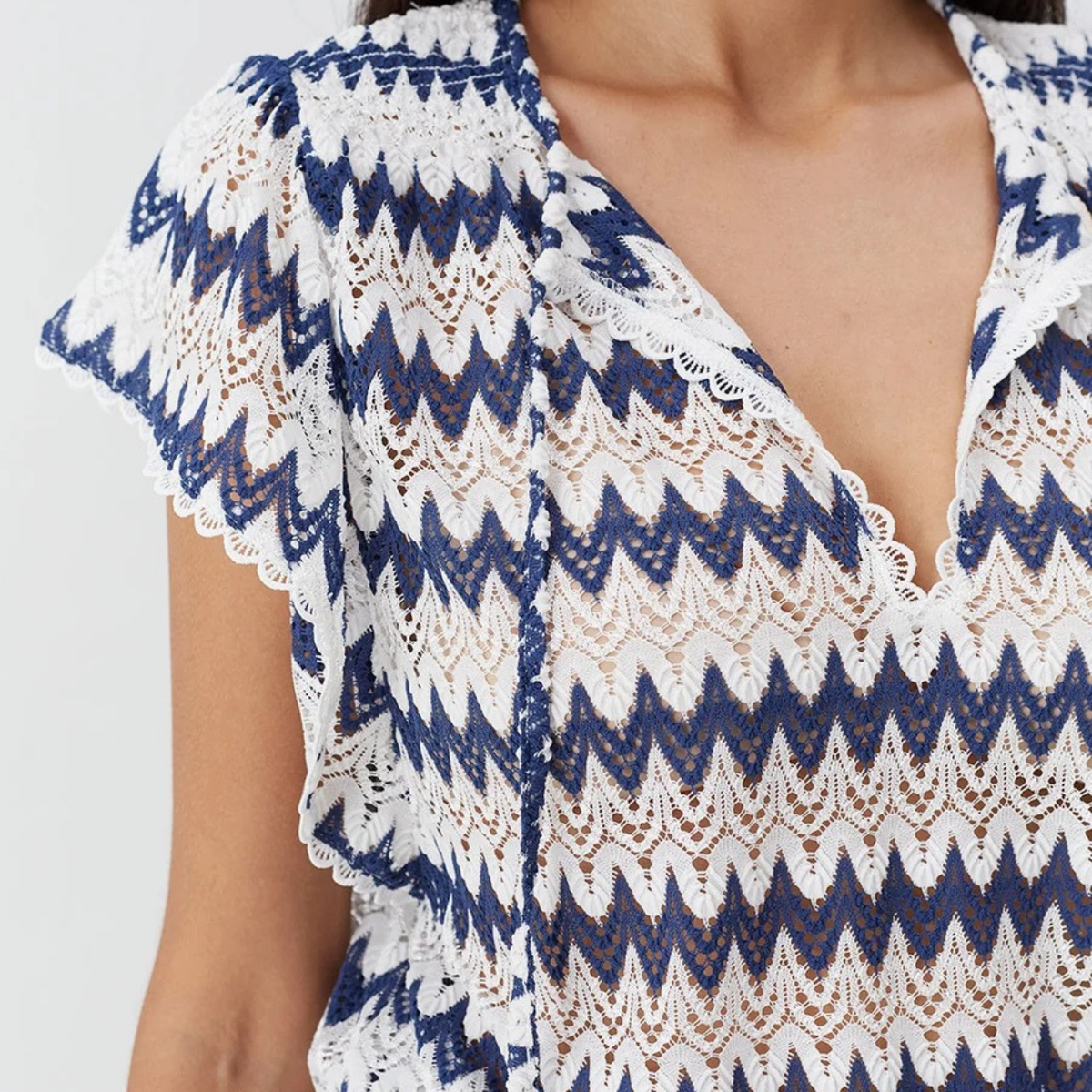 Remi White/Marine Short Knit Dress