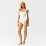 Taormina White Ribbed Swimsuit