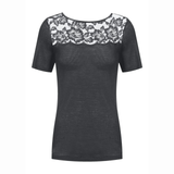 Serie Wool Love Short Sleeved Top in Thunder Grey