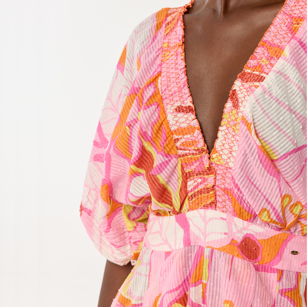 Short Jumpsuit Chantal in Pink Macro Lilium