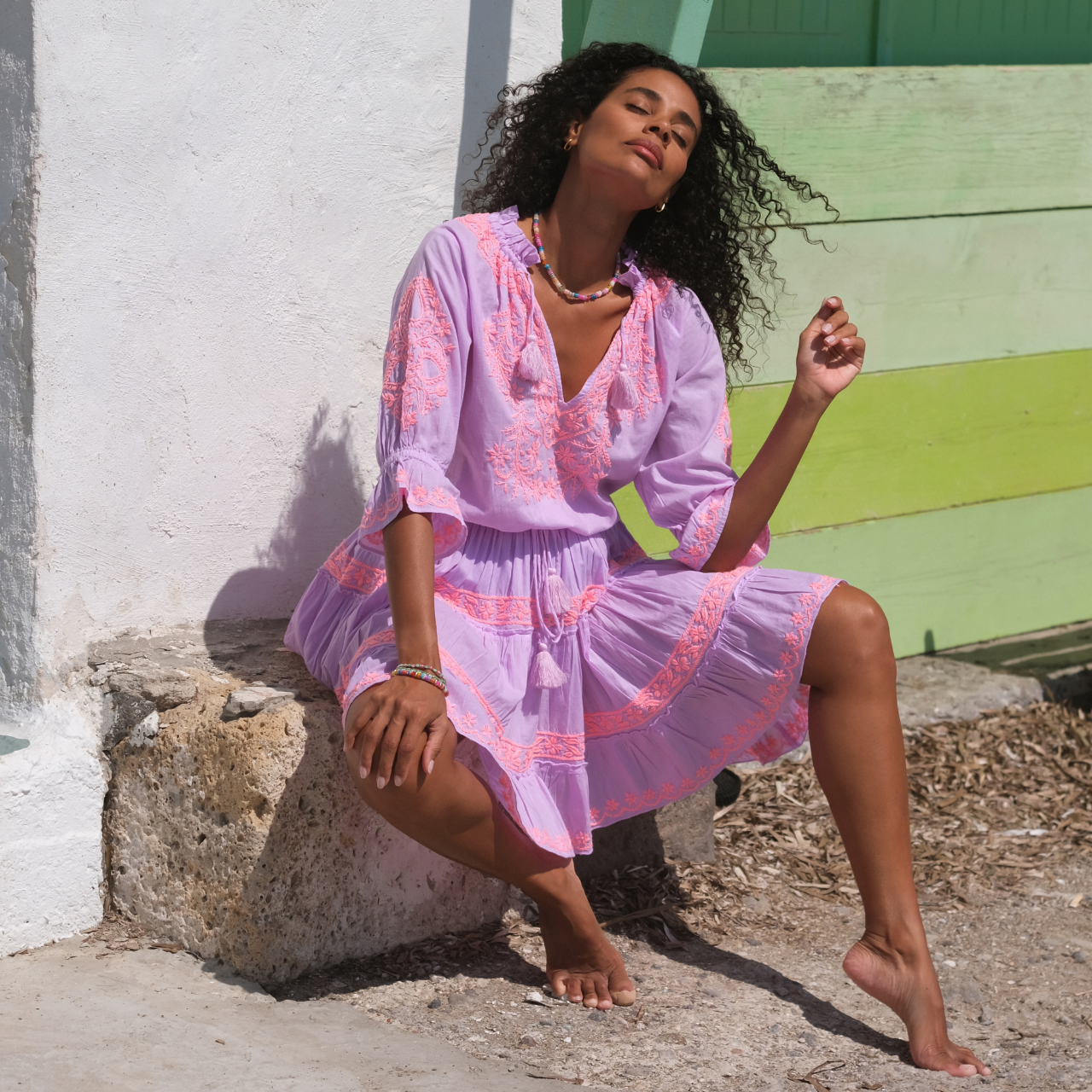 Amar Lilac/Neon Peach Dress