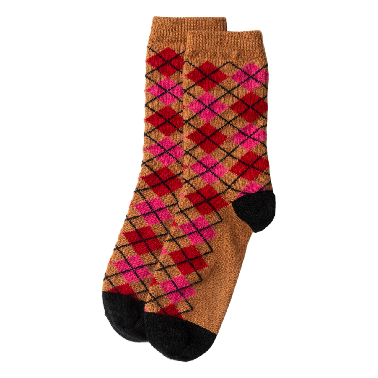 Argyle Pattern Cashmere Bed-Socks