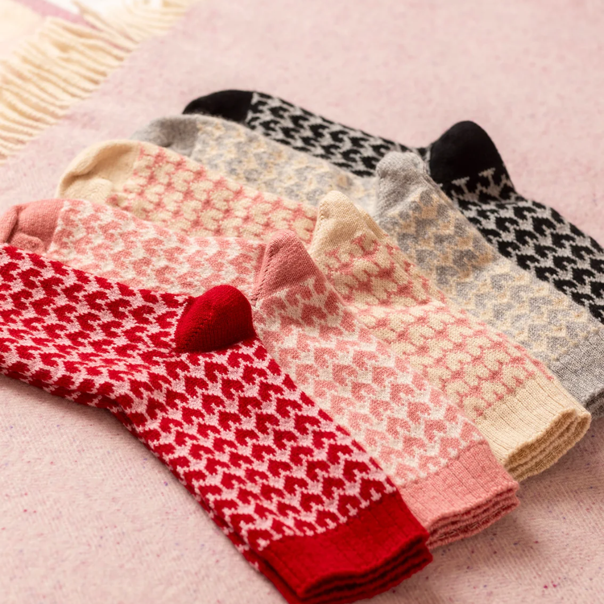Solid Heart Bed Socks