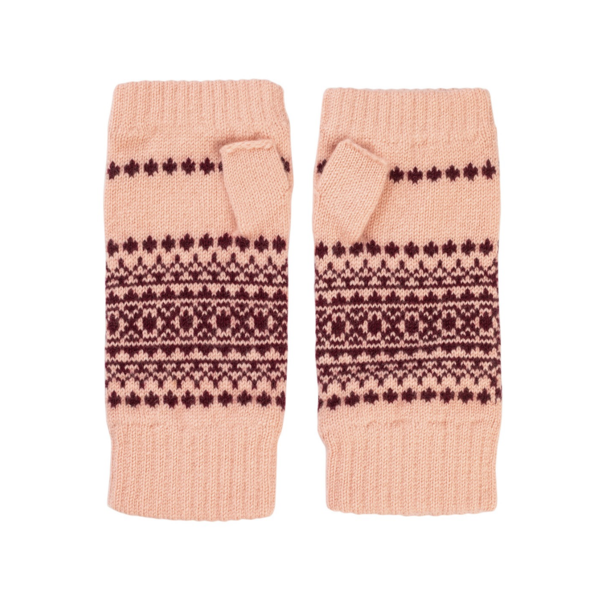 Fairisle Wrist Warmers in Damson