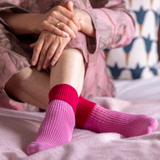 Contrast Turnover Cashmere Bed Socks