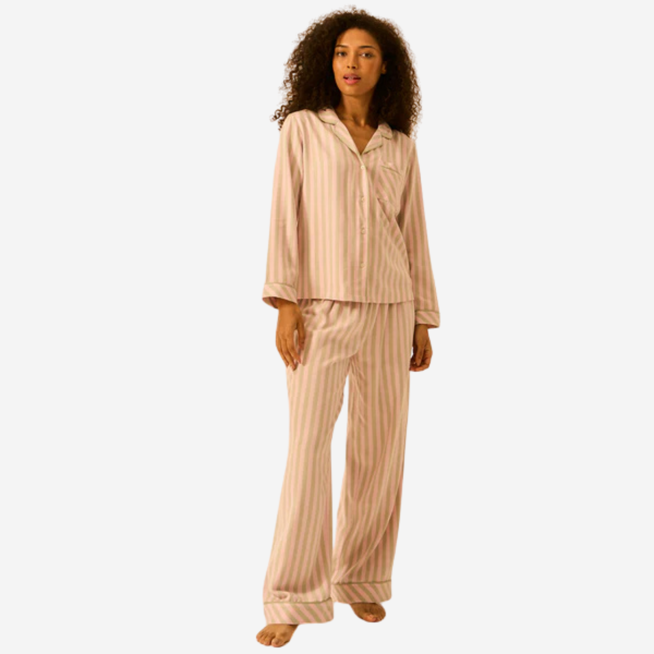 Long Pyjama Set - Eucalyptus Stripe