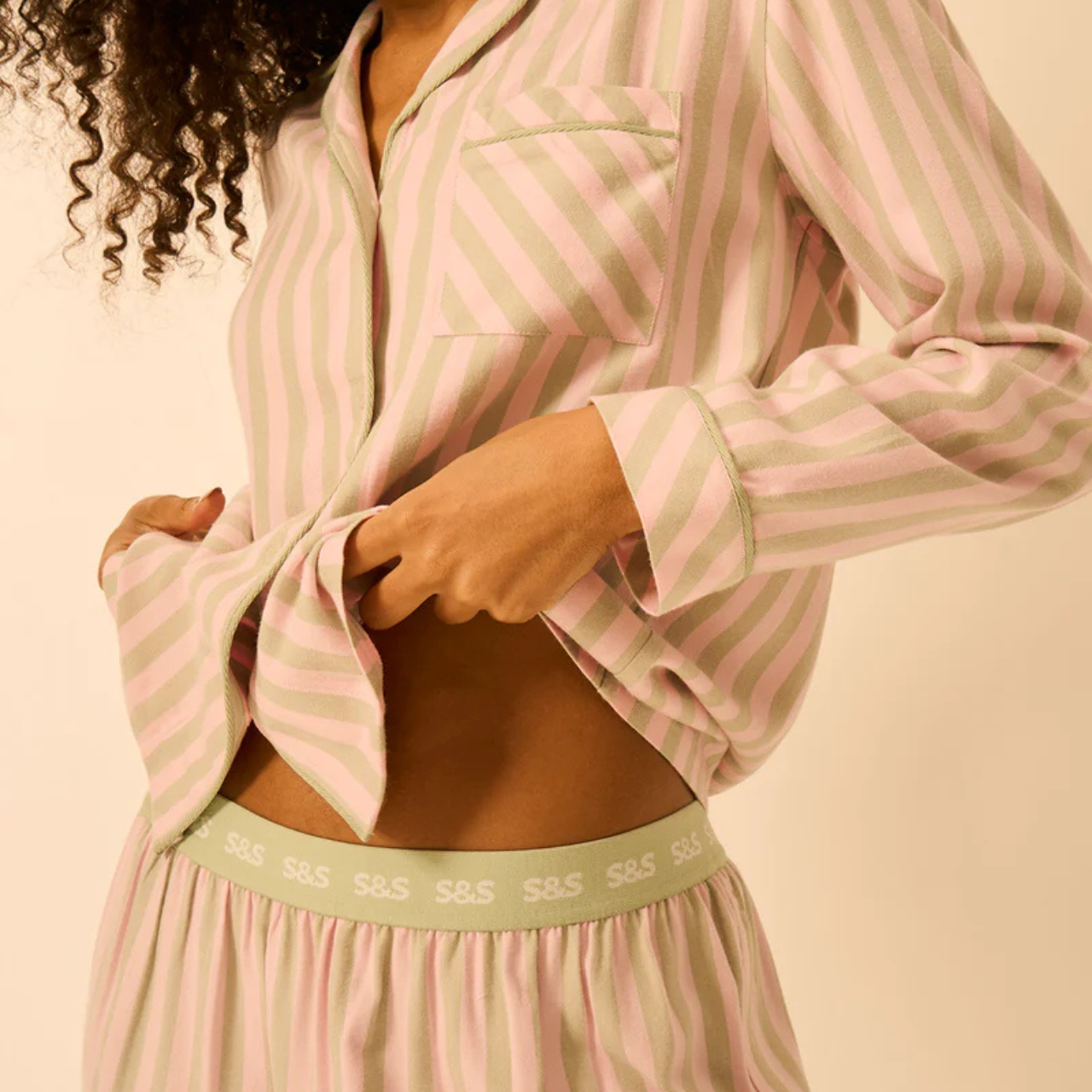 Long Pyjama Set - Eucalyptus Stripe