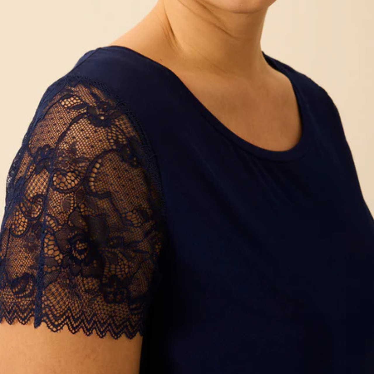 Eco Lace Slouchy Bed Top in Navy