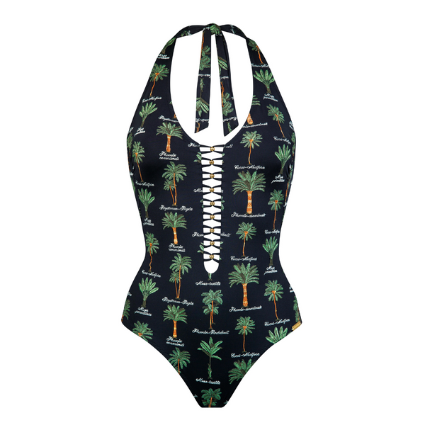 Art Herbaria Embroidered Halter-neck Swimsuit