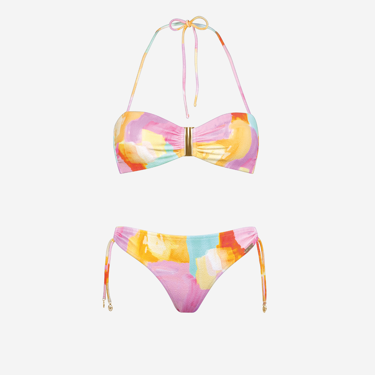 Empowered Play Bandeau Bikini Set In Pastel Brights