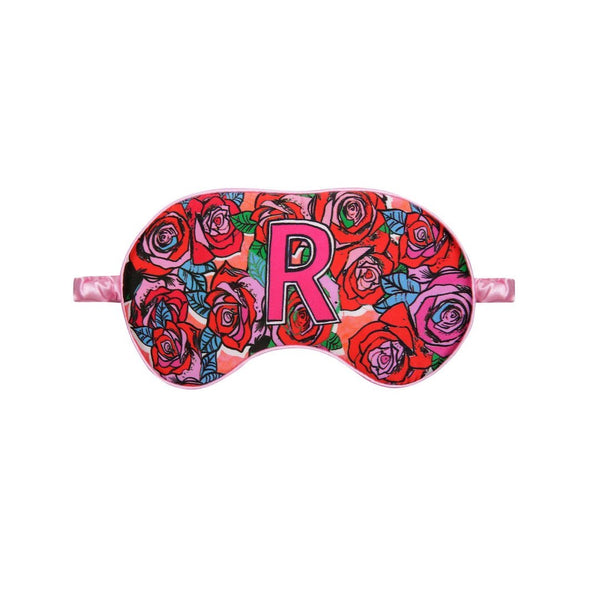 Jessica Russell Flint silk eye mask with roses print. Caroline Randell.
