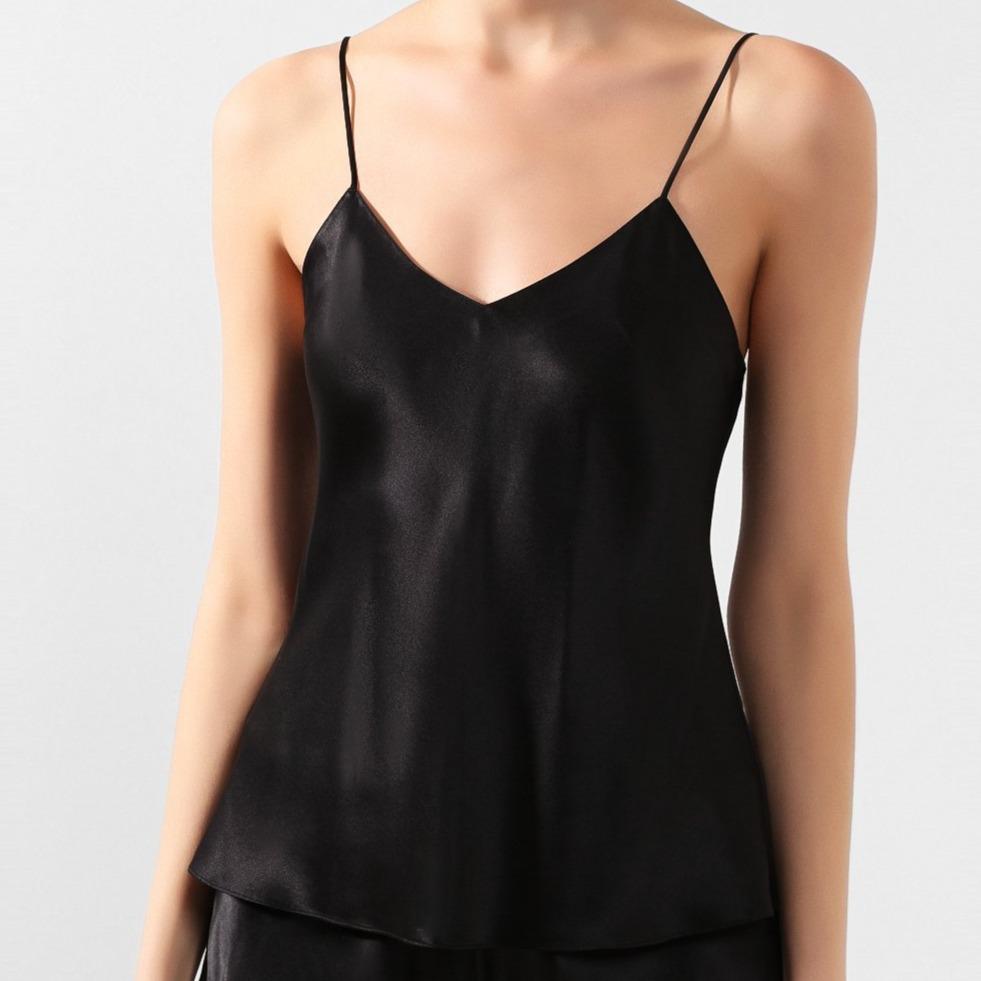 Luna di Seta, silk, camisole, cami, top, thin spaghetti straps, adjustable, v neck line, Caroline Randell, ivory, black, beige, sahara, champagne, basic, silk.