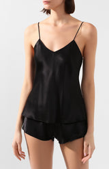 Luna di Seta, silk, camisole, cami, top, thin spaghetti straps, adjustable, v neck line, Caroline Randell, ivory, black, beige, sahara, champagne, basic, silk.