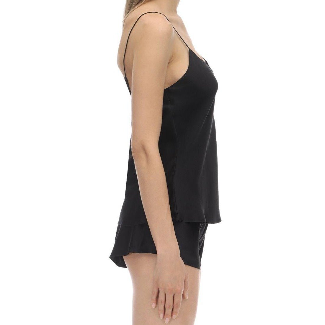 Luna di Seta, silk, camisole, cami, top, thin spaghetti straps, adjustable, v neck line, Caroline Randell, ivory, black, beige, sahara, champagne, basic, silk.