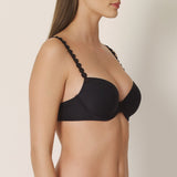 Marie Jo, Tom, charcoal, black, smooth cup, plunge, t shirt bra, padded bra, multiway, with circles on the straps, Caroline Randell.
