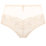 Empreinte, Verity, panty, deep brief, flat lace on the bottom at front, with sheer tulle at the top and back, blush, knicker, Caroline Randell