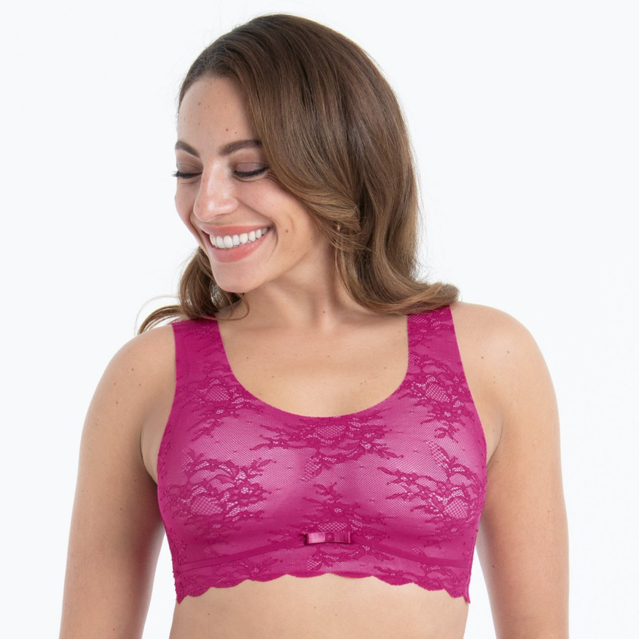 Essential Lace Padded Bralette in Candy Pink