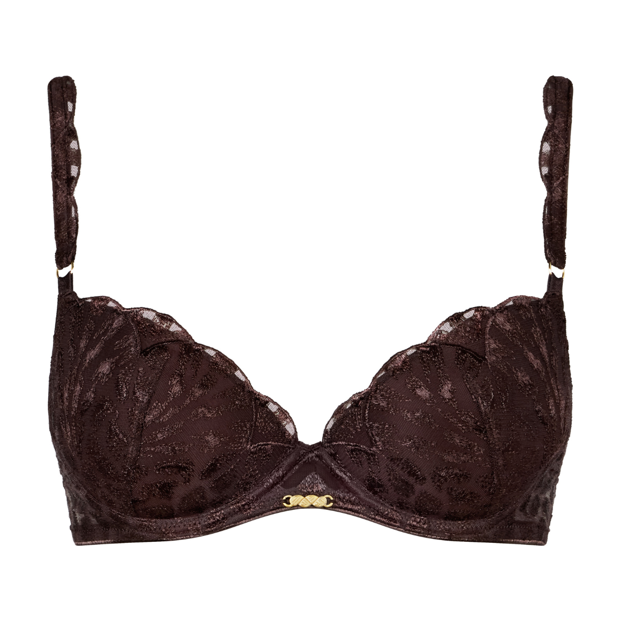 Crazy in Love Moulded Plunge Bra in Satin Brown