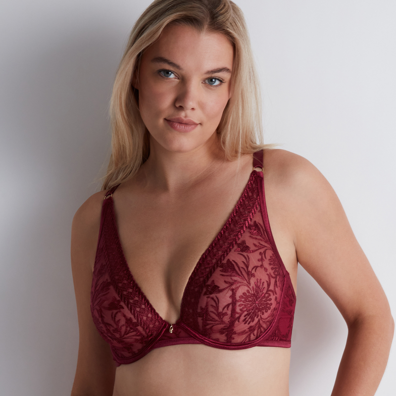 Magnetic Spell Ultra Plunge Triangle Bra in Crimson