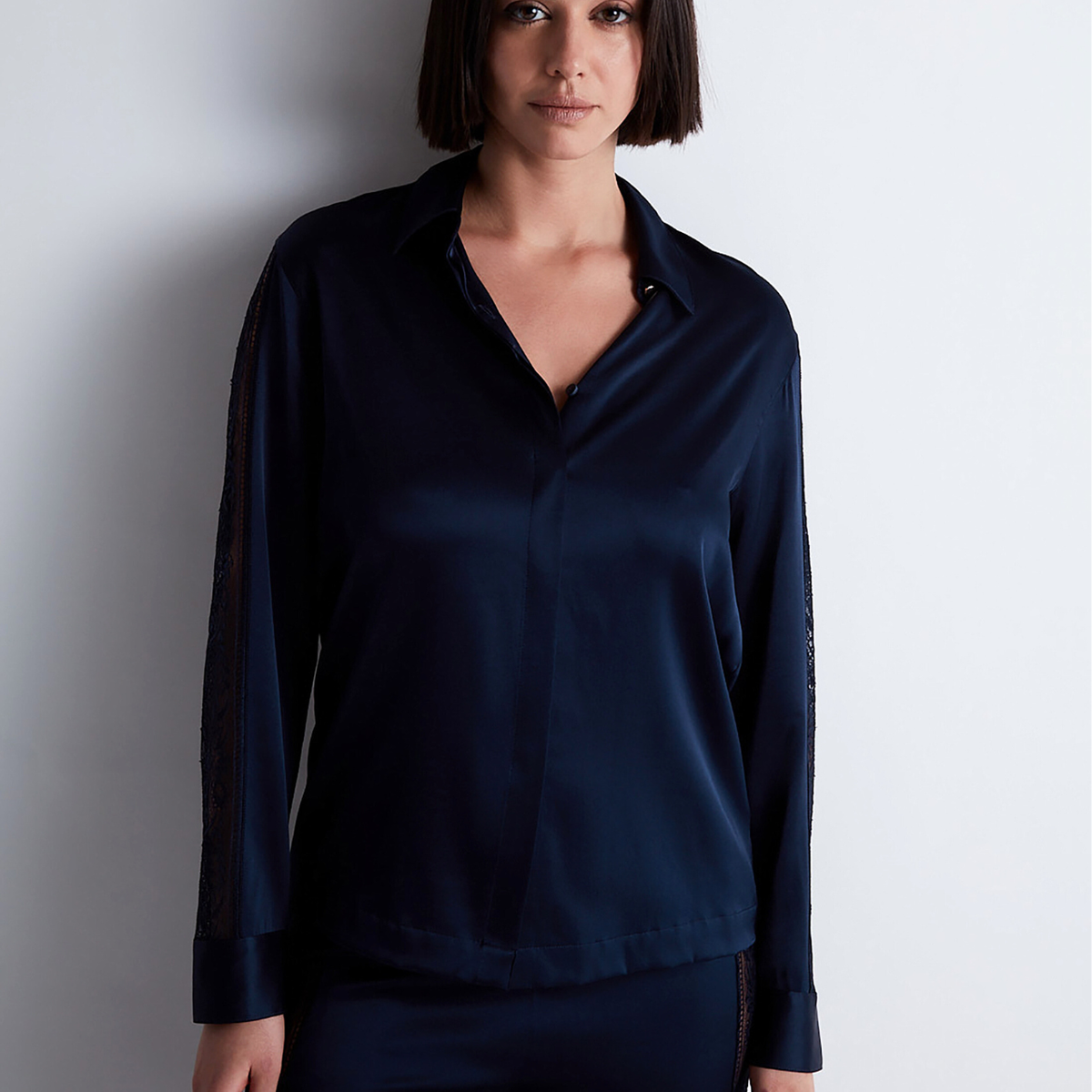 Aubade Midnight Whisper Blouse in Evening Blue | Caroline