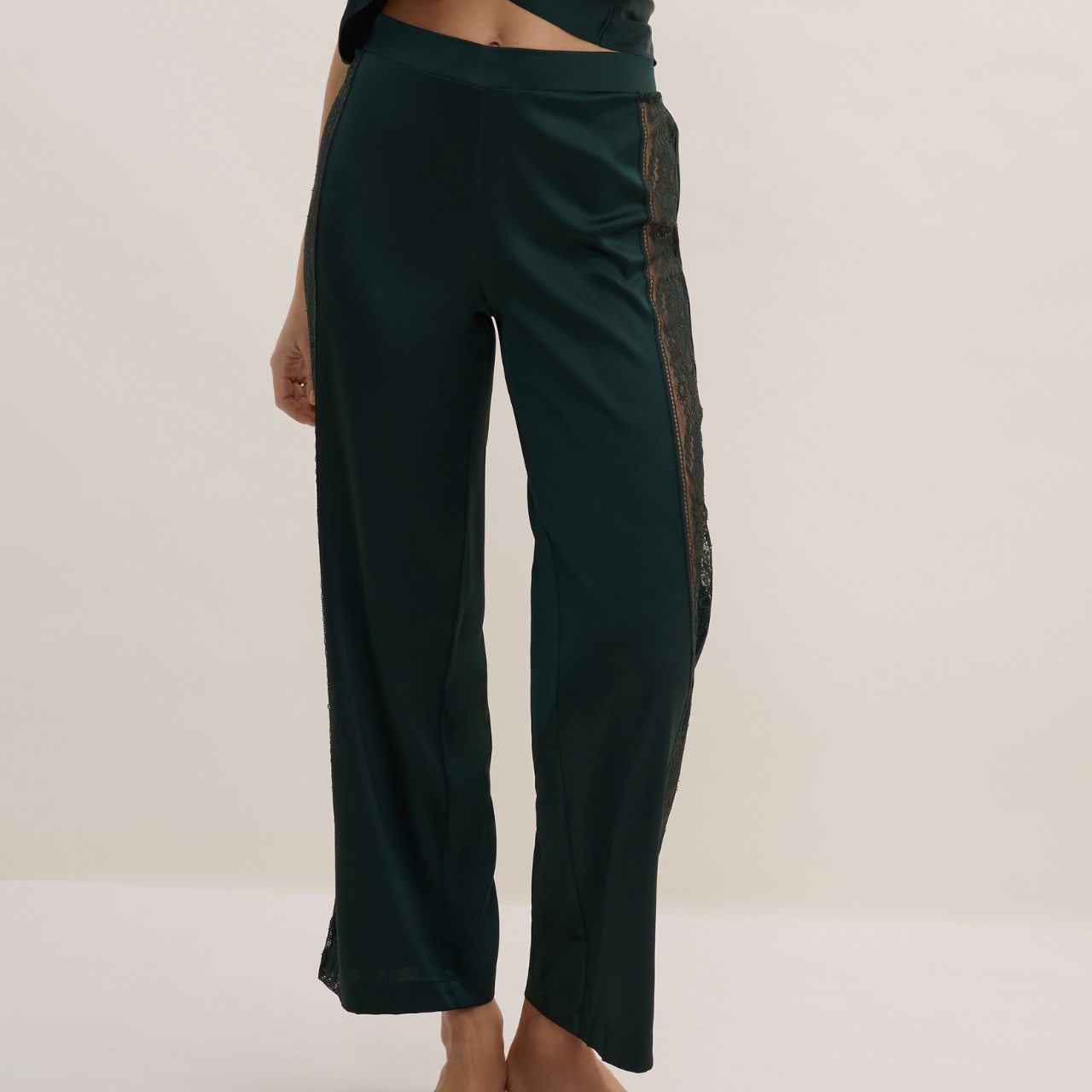 Midnight Whisper Silk Trouser in Mysterious Green
