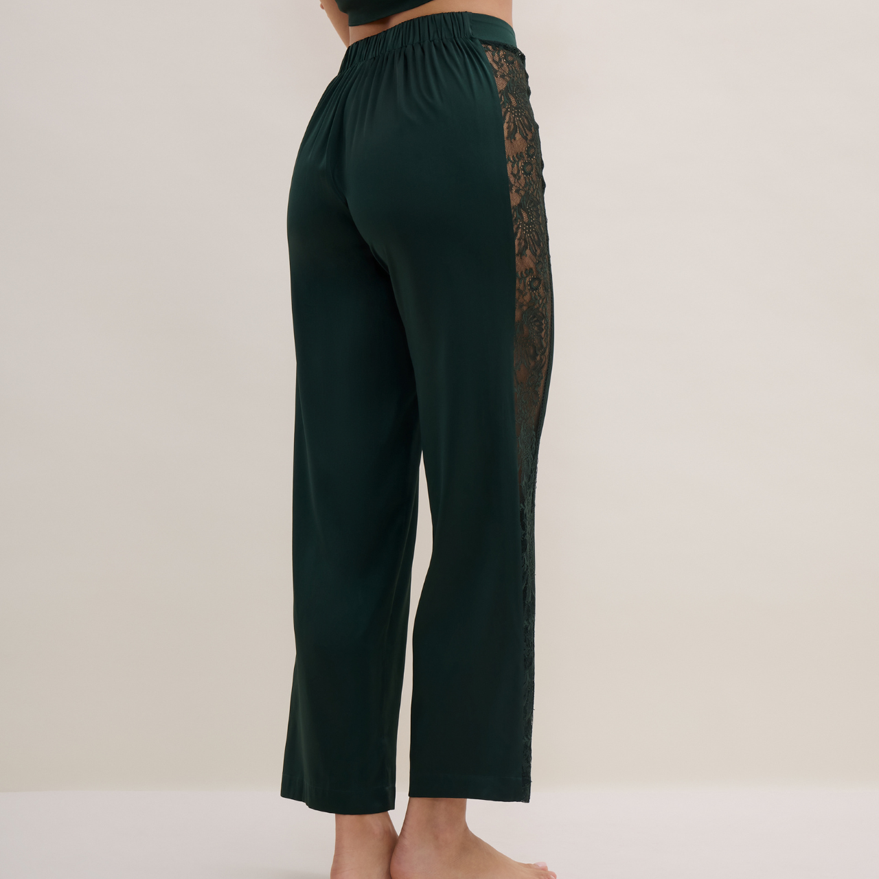 Midnight Whisper Silk Trouser in Mysterious Green