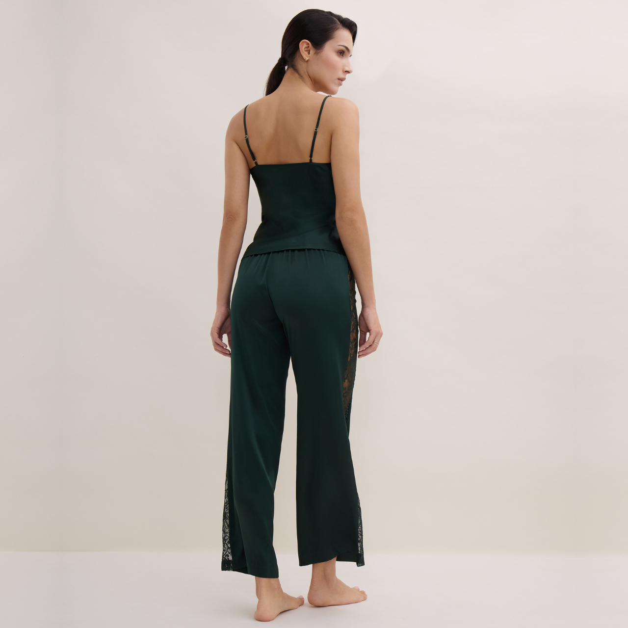 Midnight Whisper Silk Trouser in Mysterious Green